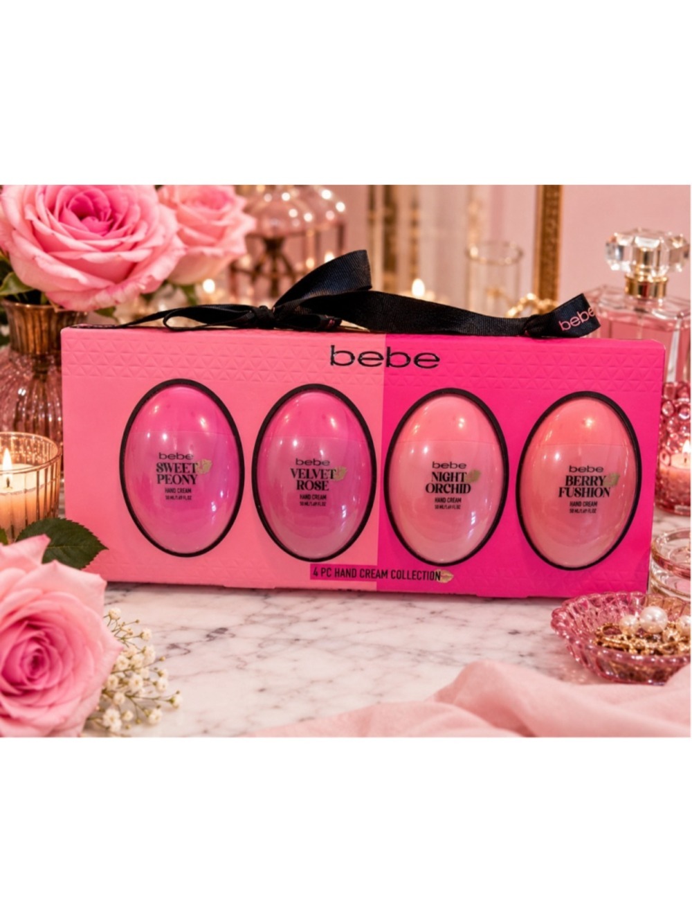 Bebe 4 Piece Hand Cream Gift Set Sweet Peony Velvet Rose Orchid